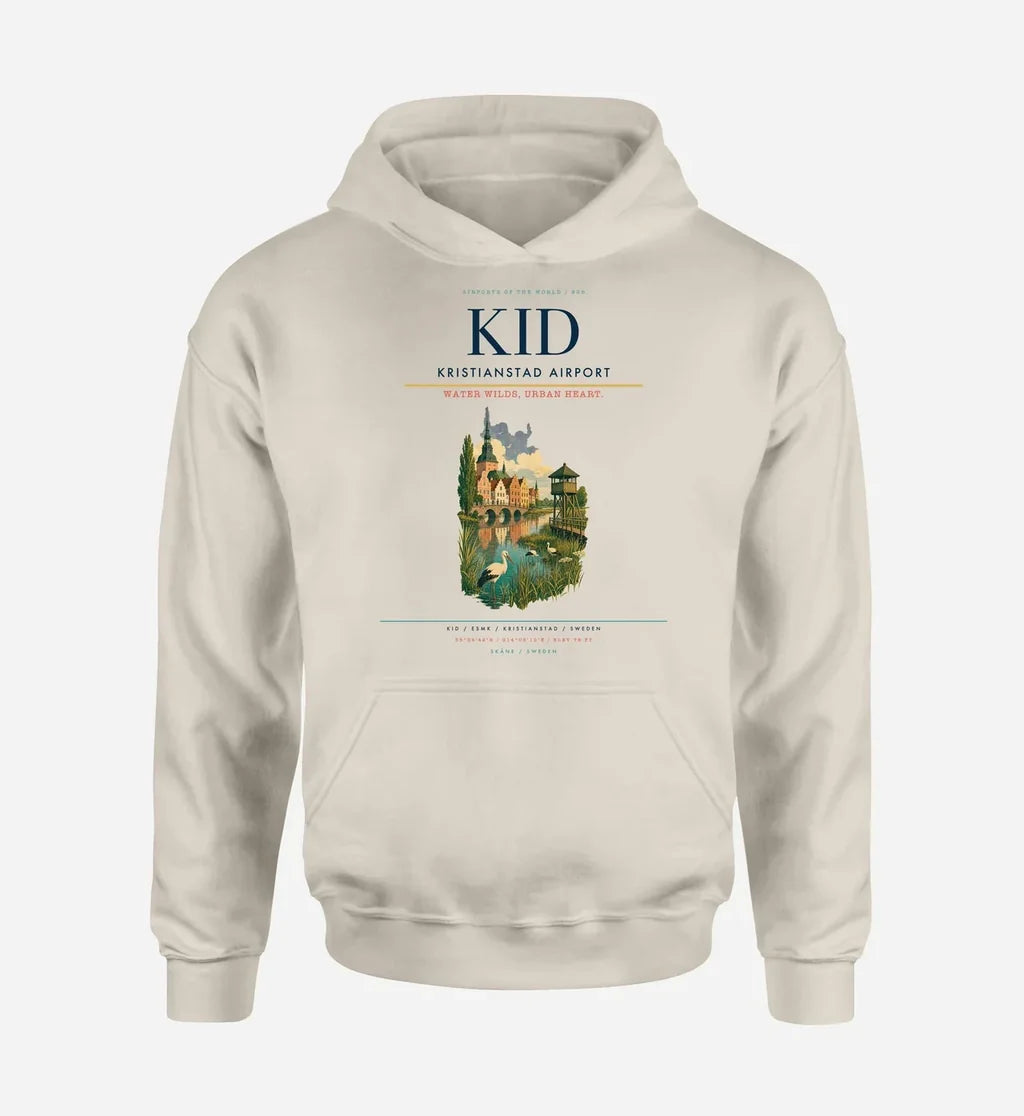 Kristianstad Airport (KID) design on khaki hoodie single-side print