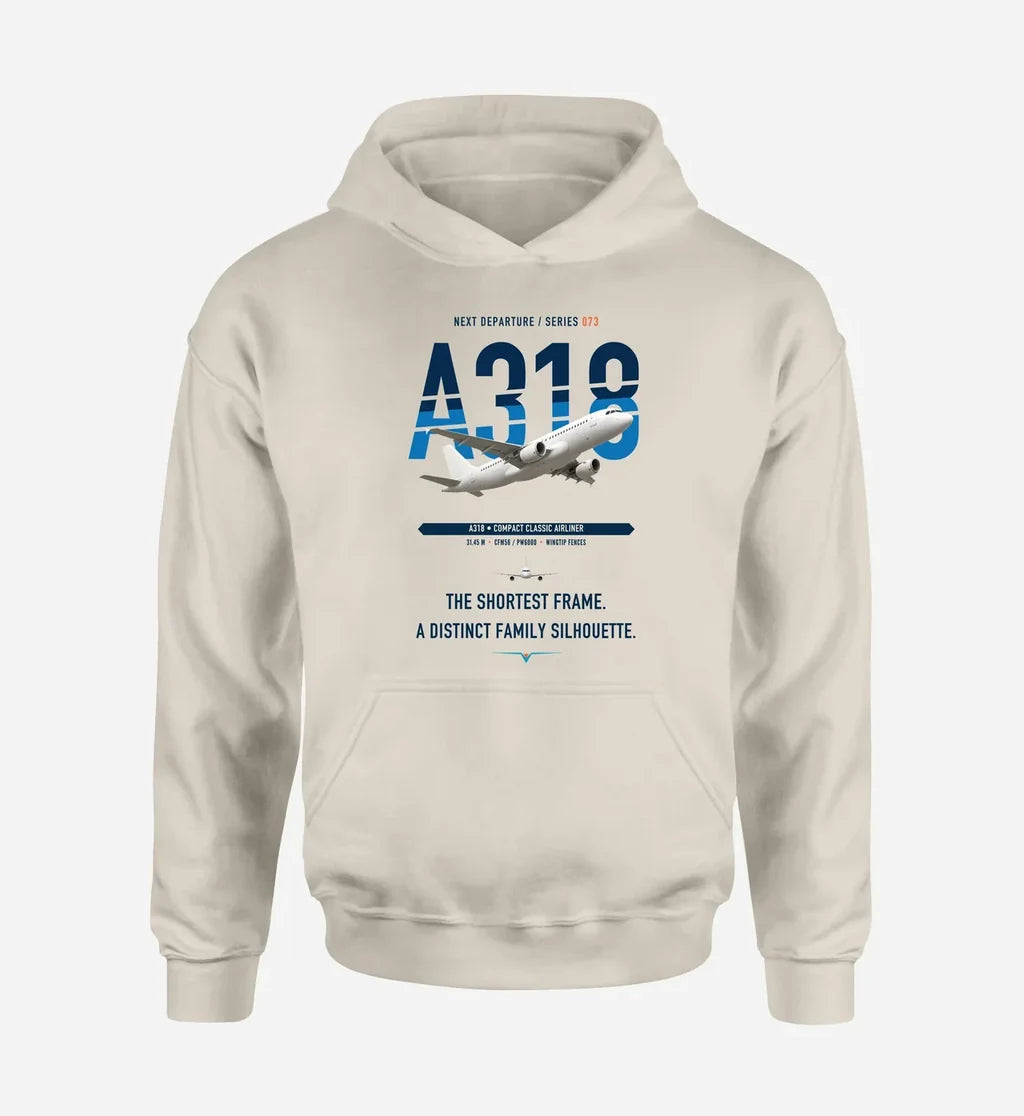 Airbus A318 design on khaki hoodie single side