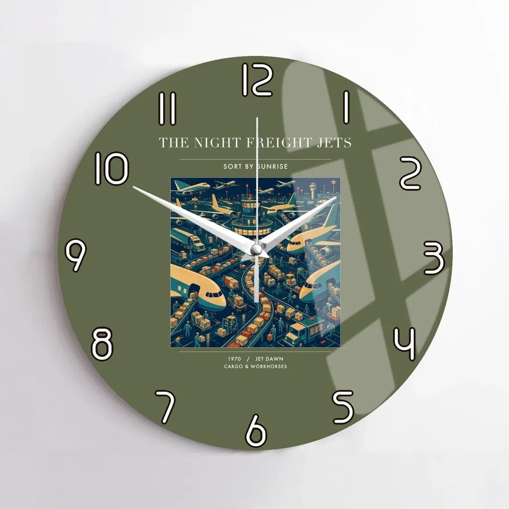 VINTAGE G4133 - The Night Freight Jets - Designed Wall Clocks design on greenarmy no-frame