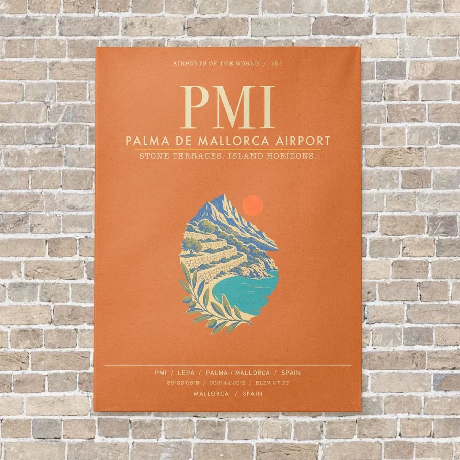 Palma de Mallorca Airport PMI - Canvas Framed - Orange