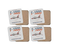 Thumbnail for F-100D Super Sabre design on light gray 4 pieces set coaster