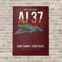 Thumbnail for Saab AJ 37 Viggen vertical canvas print - no frame - dark red background