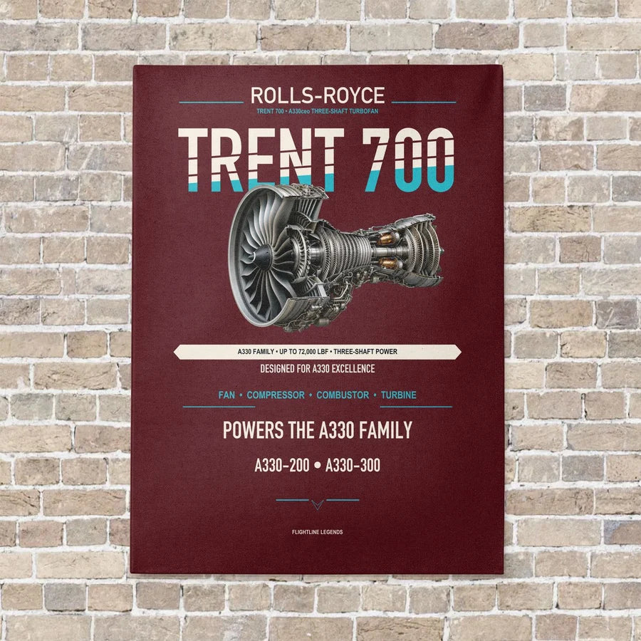 TRENT 700 vertical canvas print - no frame - dark red background
