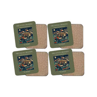 Thumbnail for The Ocean Crossing - Designed Coasters design on green army 4-pieces-set