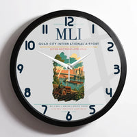 Thumbnail for Quad City International Airport (MLI) design on light gray framed wall clock
