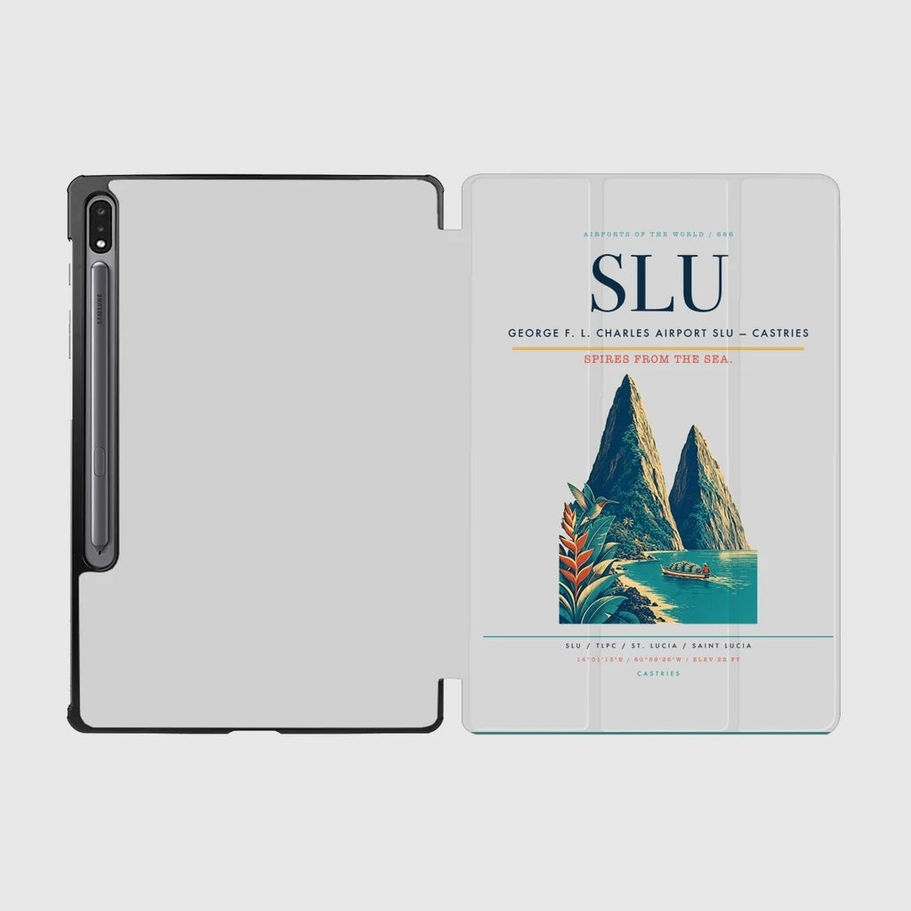 George F. L. Charles Airport (SLU) design on light gray samsung tablet tablet case