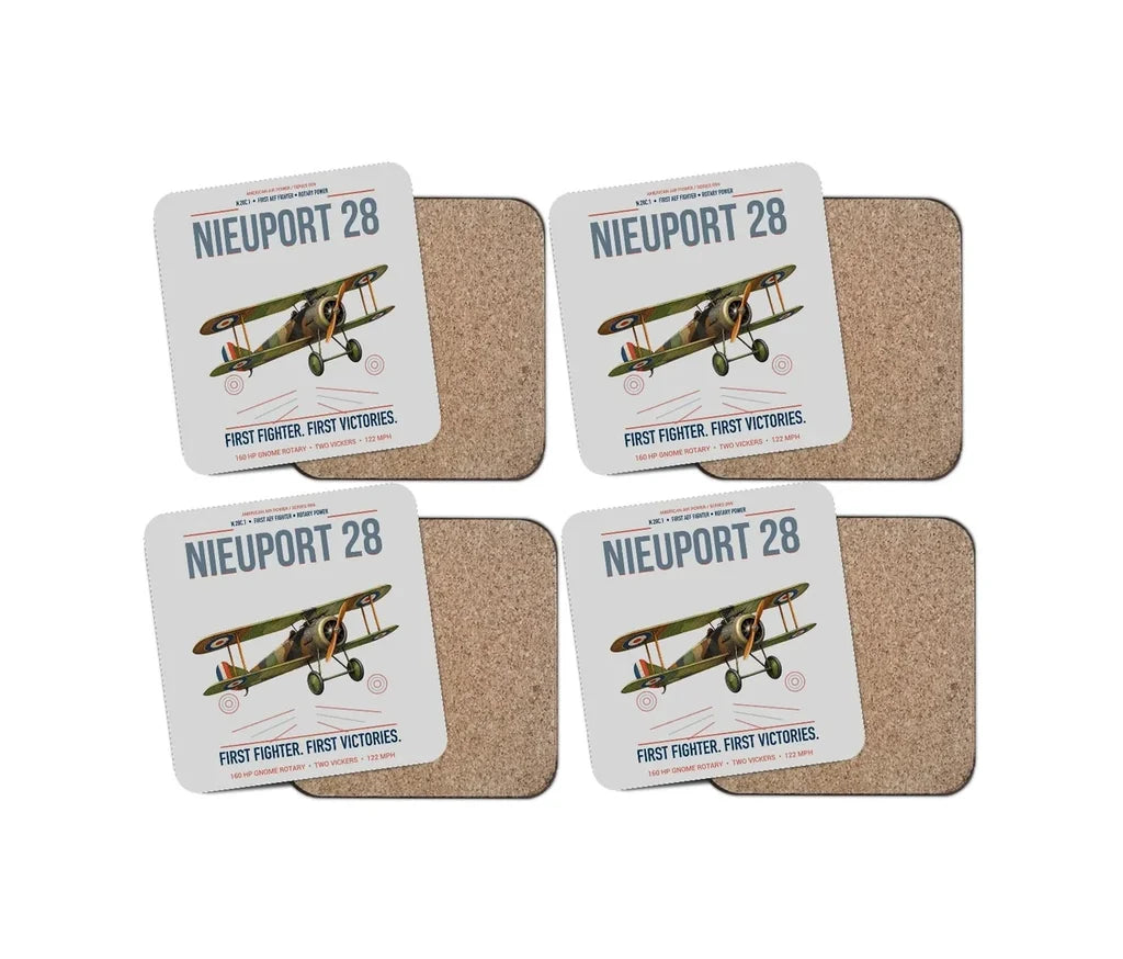 Nieuport 28C.1 design on light gray 4 pieces set coaster