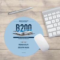 Thumbnail for Beechcraft King Air B200 design on light blue round mouse pad