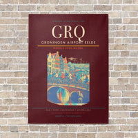 Thumbnail for Groningen Airport Eelde GRQ vertical canvas print - no frame - dark red background