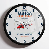 Thumbnail for Leonardo AW189 design on light gray framed wall clock