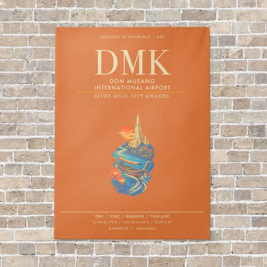 Don Mueang International Airport Bangkok DMK - Canvas Framed - Orange