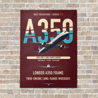 Thumbnail for Airbus A350-1000 vertical canvas print - no frame - dark red background