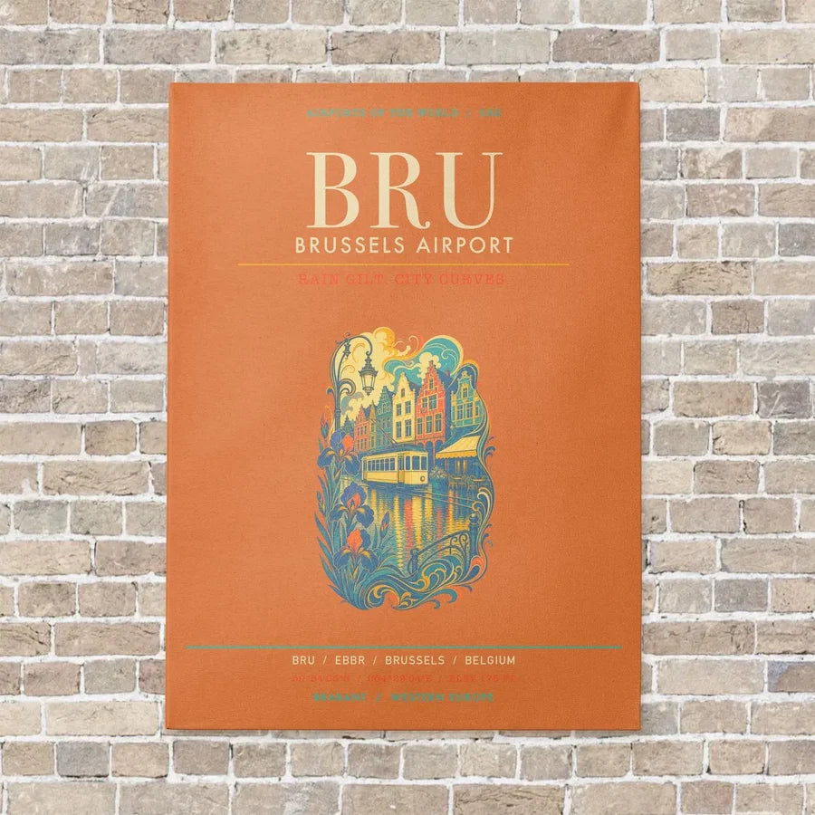 Brussels Airport BRU - Canvas Framed - Orange