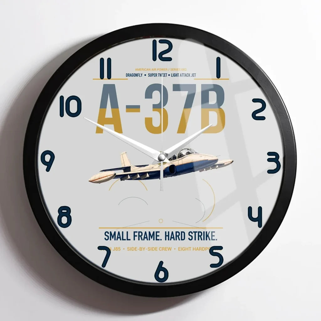 A-37B Dragonfly design on light gray framed wall clock