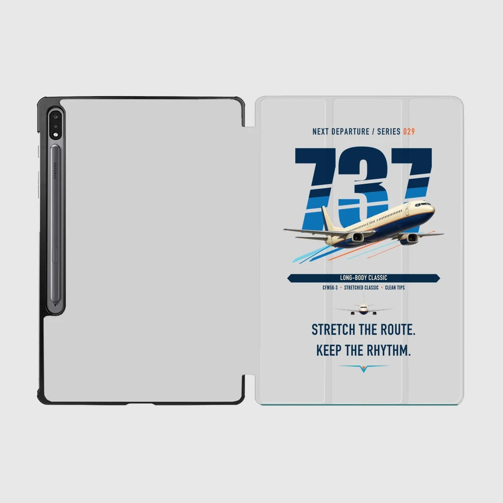 Boeing 737-400 Classic design on light gray samsung tablet tablet case