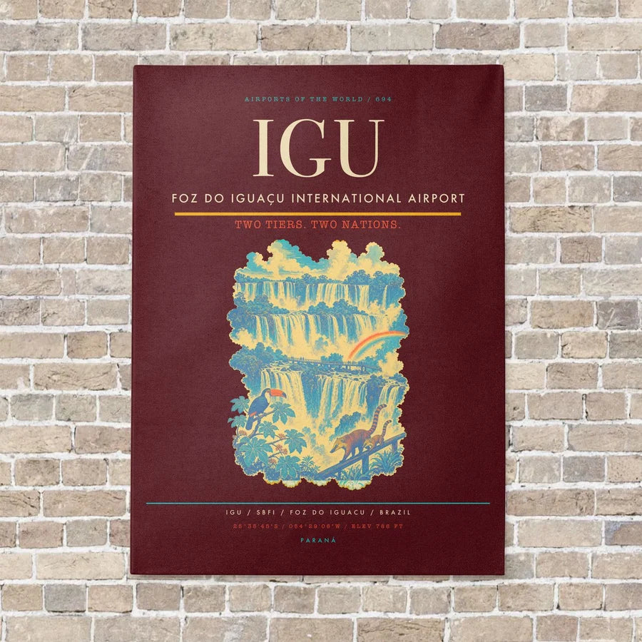 Foz do Iguaçu International Airport IGU vertical canvas print - no frame - dark red background
