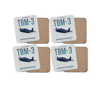 Thumbnail for TBM-3 Avenger design on light gray 4 pieces set coaster