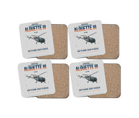 Thumbnail for Aérospatiale SA 316B Alouette III design on light gray 4 pieces set coaster