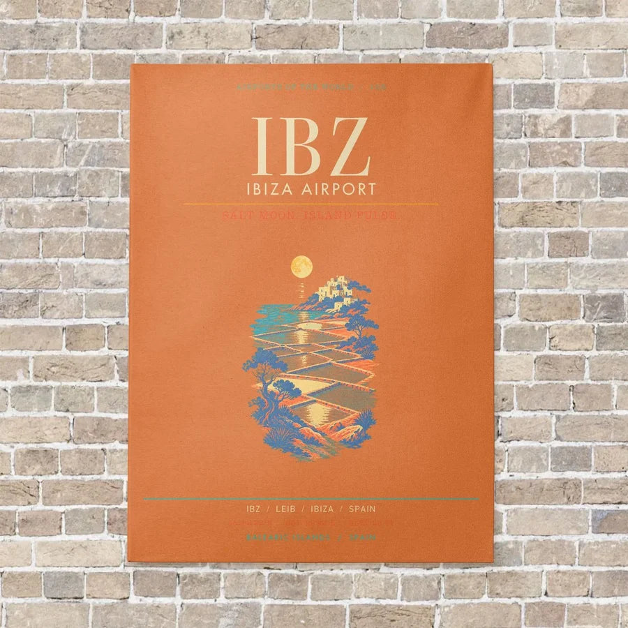 Ibiza Airport IBZ - Canvas Framed - Orange