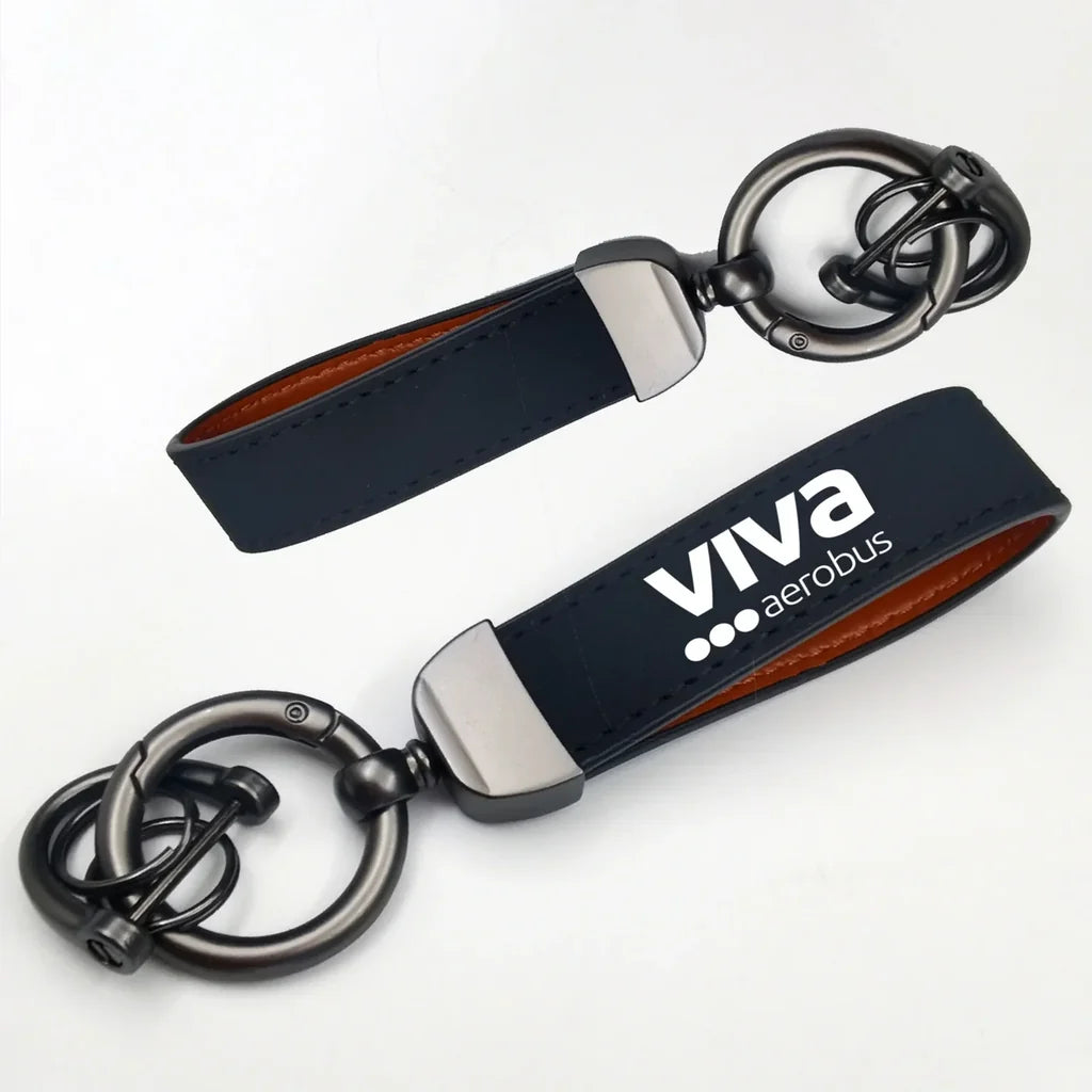 Viva Aerobus Horseshoe Buckle key chain in navy blue