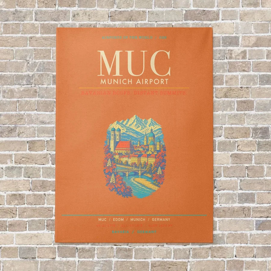 Munich Airport MUC - Canvas Framed - Orange
