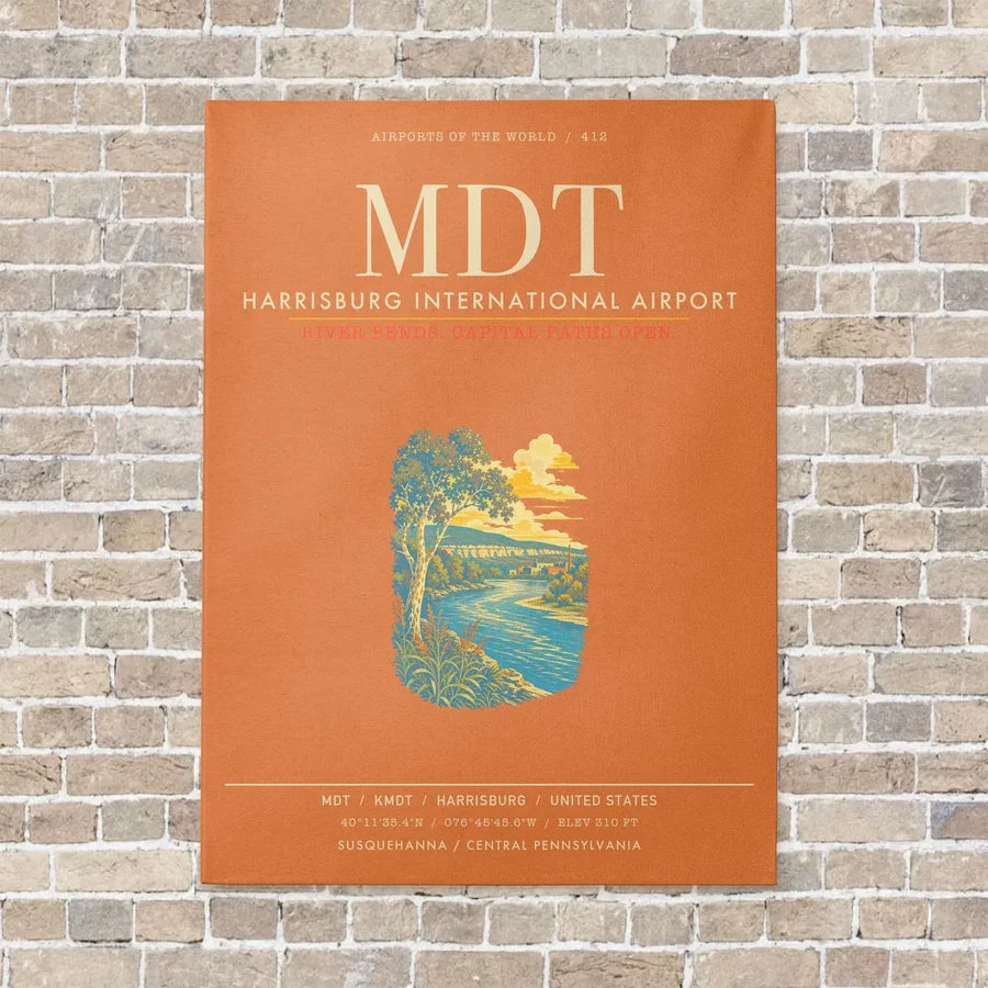 Harrisburg International Airport MDT - Canvas Framed - Orange