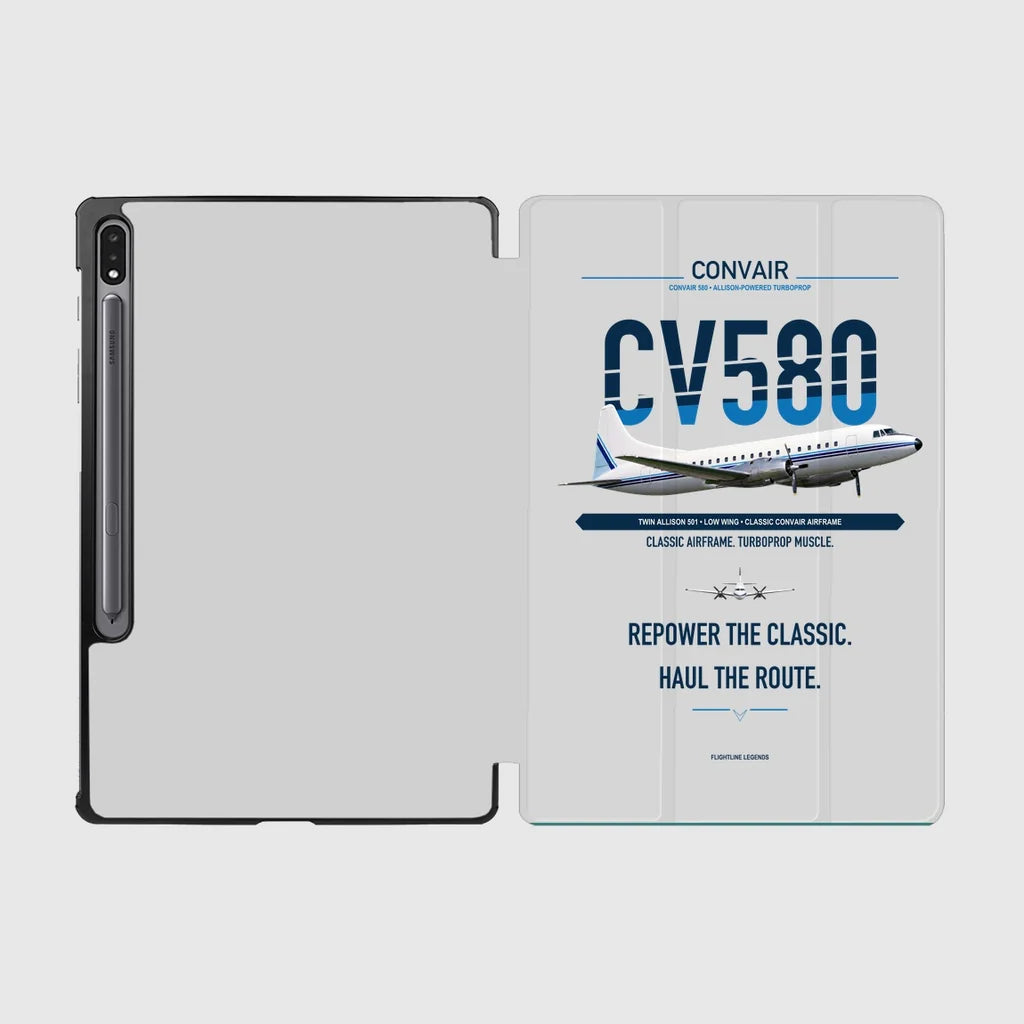 Convair 580 design on light gray samsung tablet tablet case