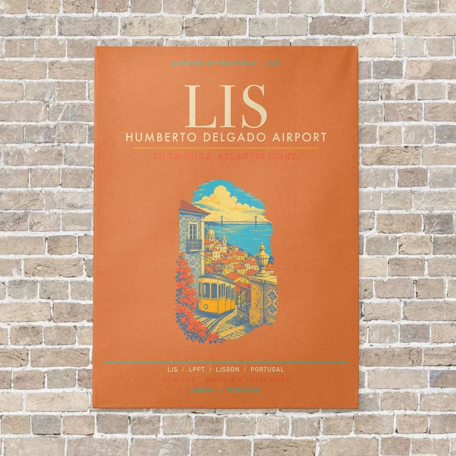 Lisbon Humberto Delgado Airport LIS - Canvas Framed - Orange