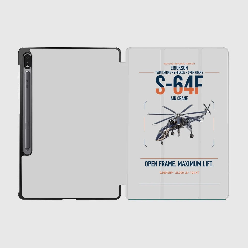 Erickson S-64F Air Crane design on light gray samsung tablet tablet case