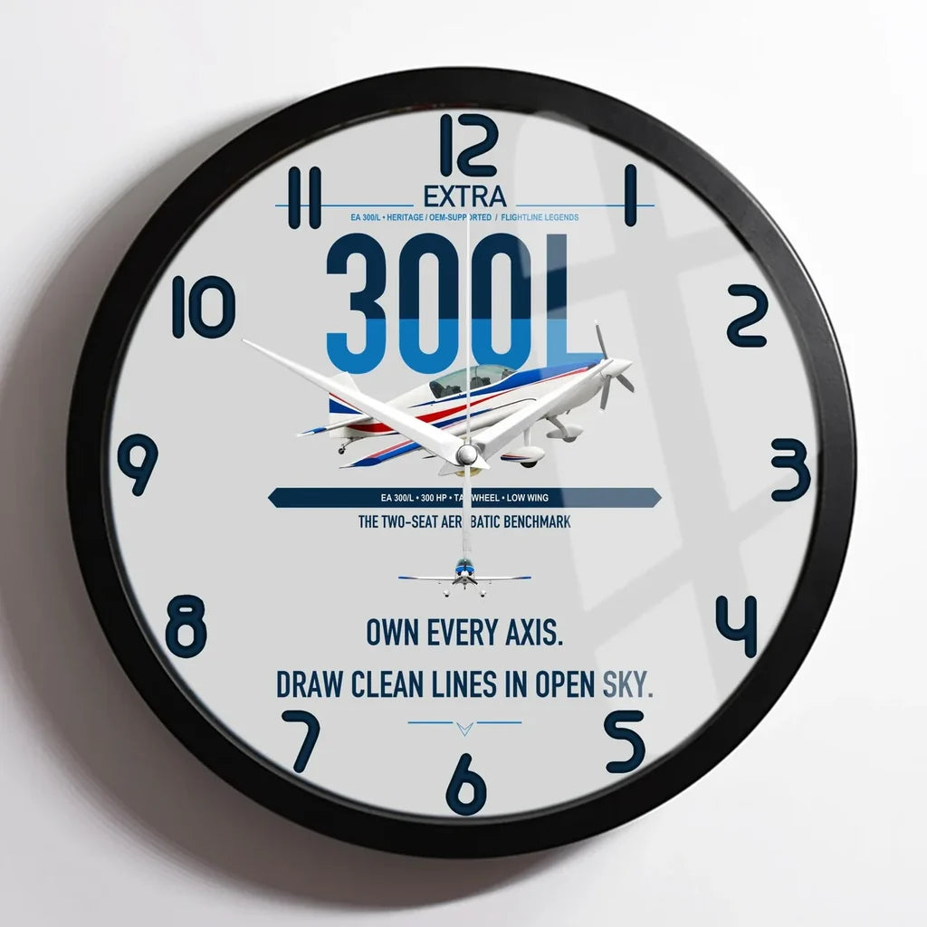 Extra 300L design on light gray framed wall clock
