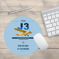 Thumbnail for Piper J-3 Cub design on light blue round mouse pad