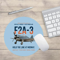 Thumbnail for F2A-3 Buffalo Hold the Line at Midway design on light blue round mouse pad