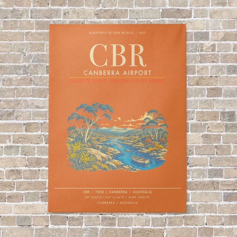 Canberra Airport CBR - Canvas Framed - Orange