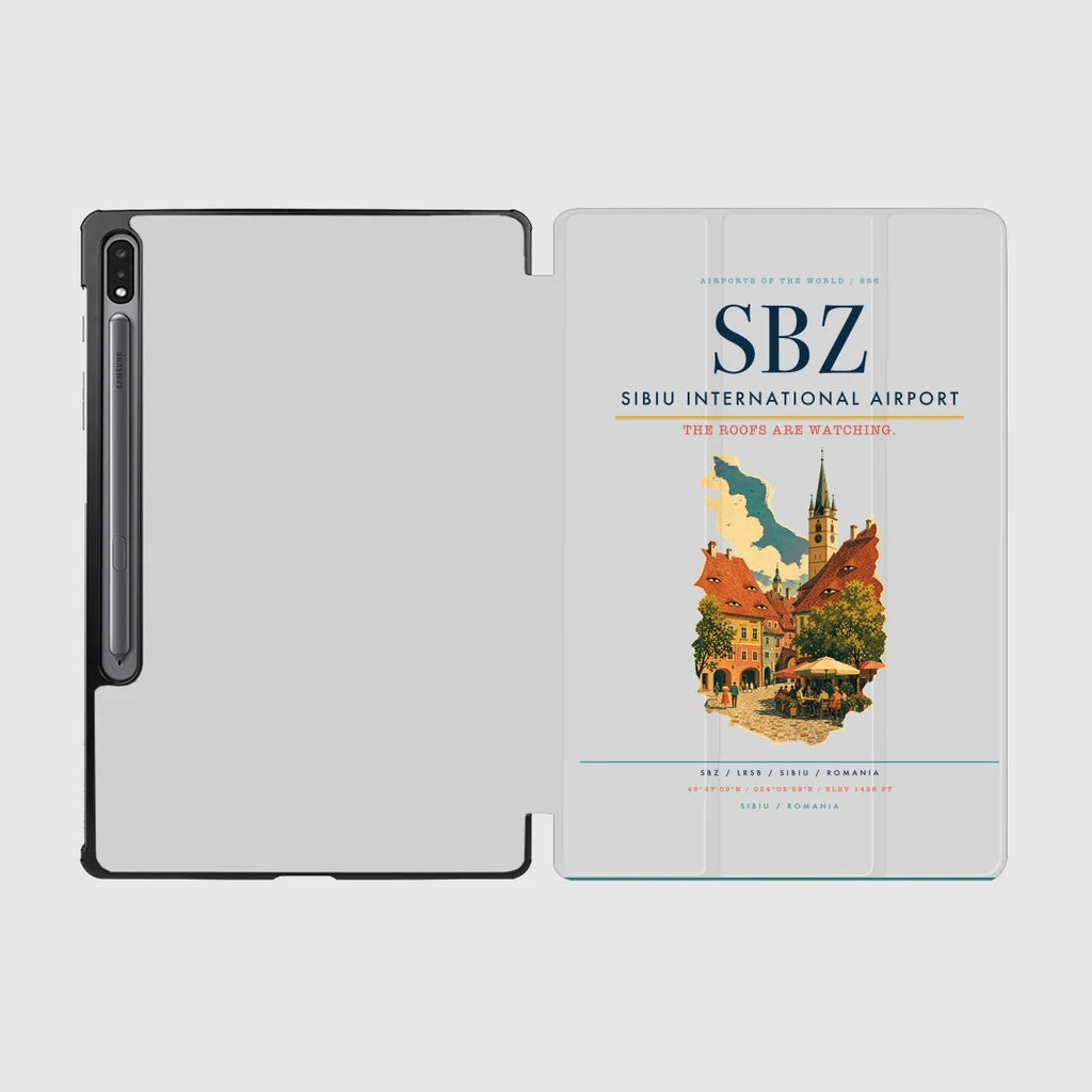 Sibiu International Airport (SBZ) design on light gray samsung tablet tablet case