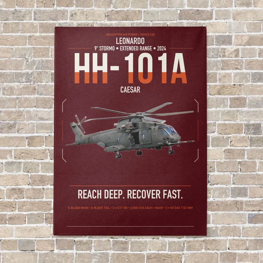 Leonardo HH-101A Caesar vertical canvas print - no frame - dark red background