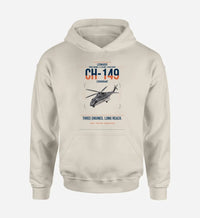 Thumbnail for Leonardo CH-149 Cormorant design on khaki double-side hoodie, single-side print