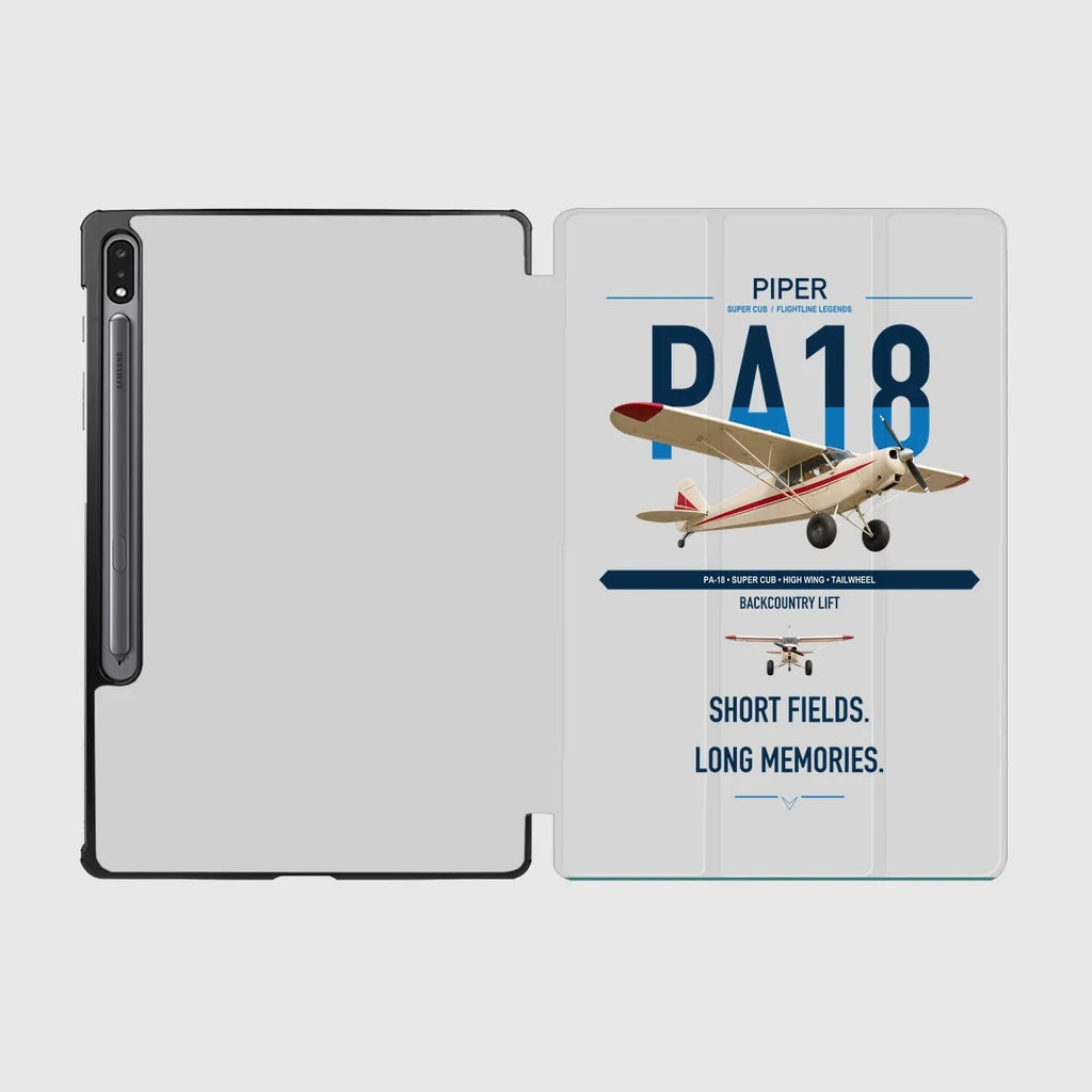Piper PA-18 Super Cub design on light gray samsung tablet tablet case