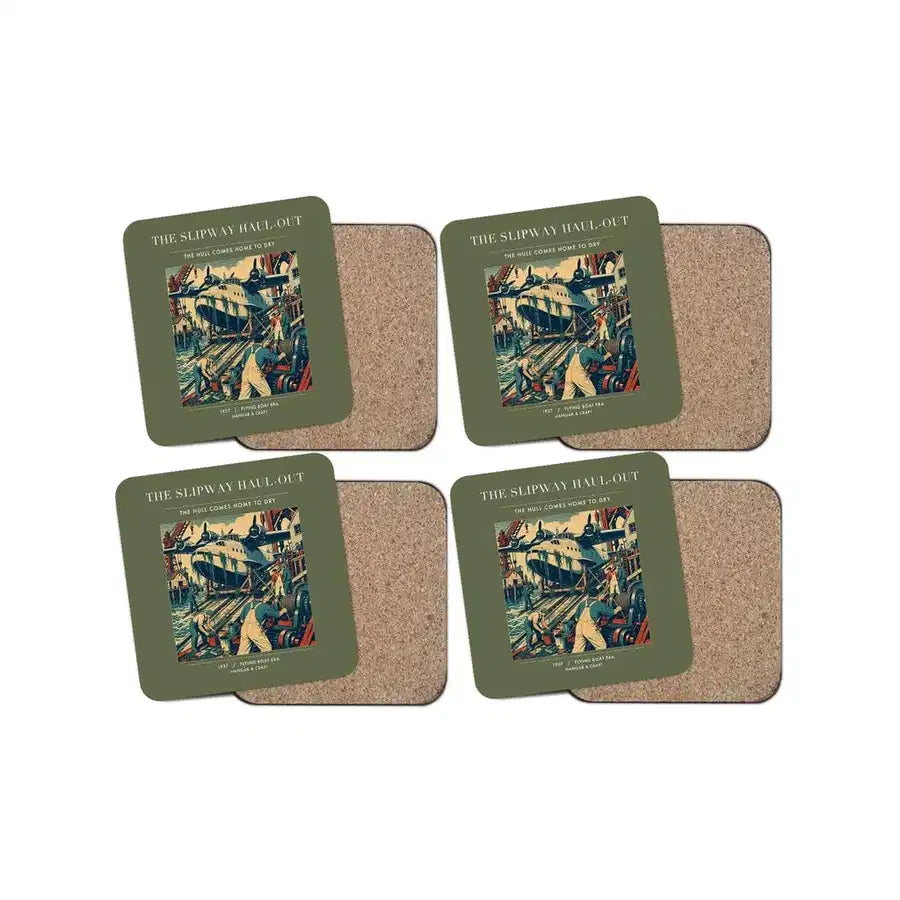 The Slipway Haul-Out - Designed Coasters design on green army 4-pieces-set
