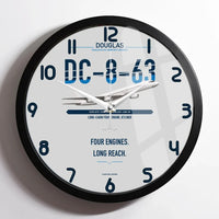 Thumbnail for Douglas DC-8-63 design on light gray framed wall clock