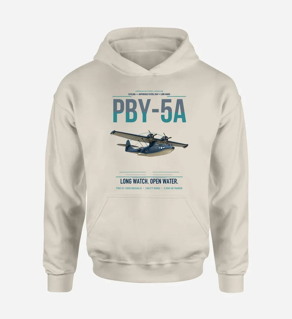PBY-5A Catalina design on khaki double-side hoodie, single-side print