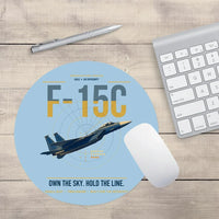 Thumbnail for F-15C Eagle design on light blue round mouse pad