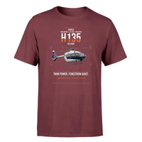Thumbnail for Airbus H135 design on dark red t-shirt, single-side print