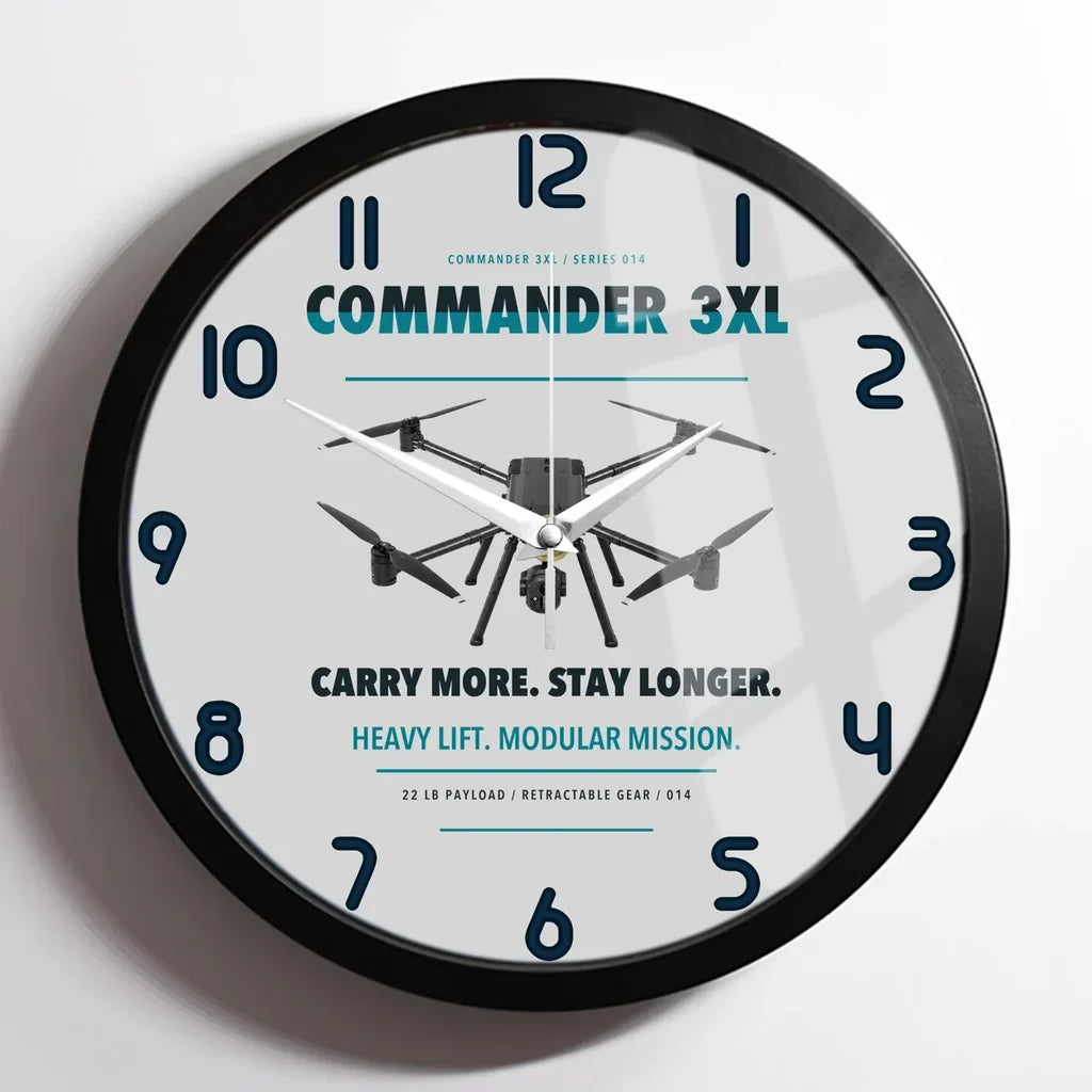 Draganfly Commander 3XL design on light gray framed wall clock