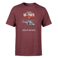 Thumbnail for PZL-Świdnik W-3WA Sokół design on dark red t-shirt, single-side print