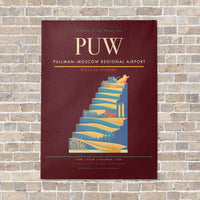 Thumbnail for Pullman–Moscow Regional Airport PUW vertical canvas print - no frame - dark red background