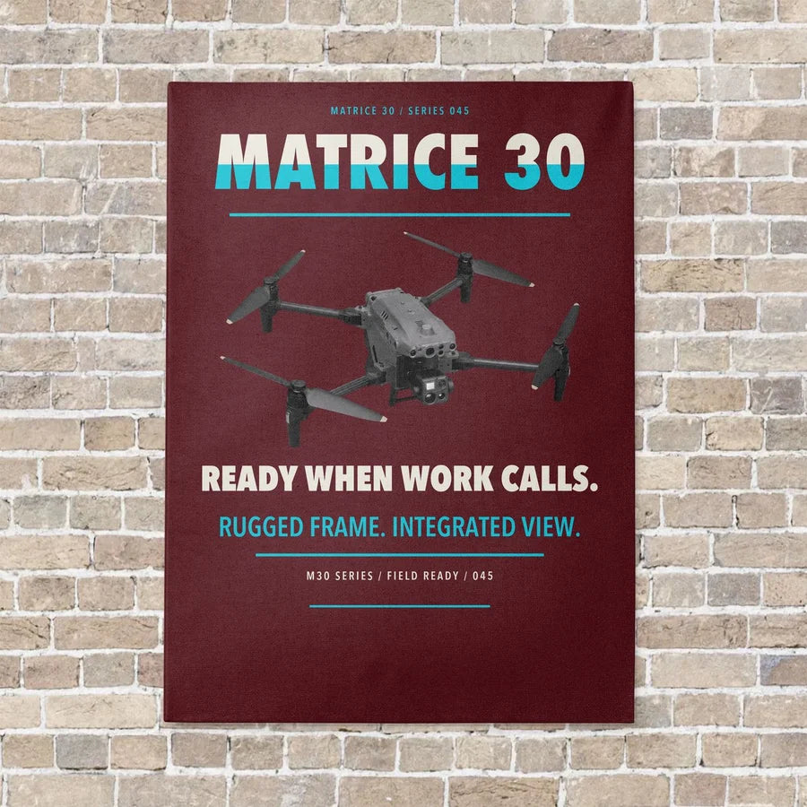 DJI Matrice 30 vertical canvas print - no frame - dark red background