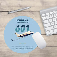 Thumbnail for Bombardier Challenger 601 design on light blue round mouse pad