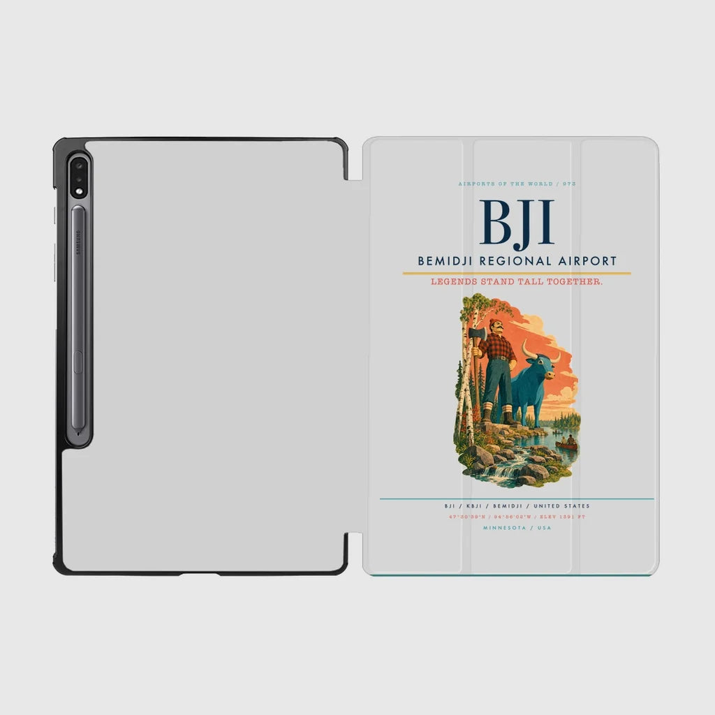 Bemidji Regional Airport (BJI) design on light gray samsung tablet tablet case