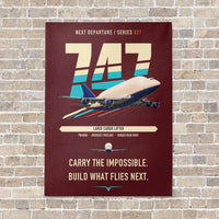 Thumbnail for Boeing 747-400 Dreamlifter vertical canvas print - no frame - dark red background