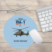 Thumbnail for Kawasaki OH-1 design on light blue round mouse pad